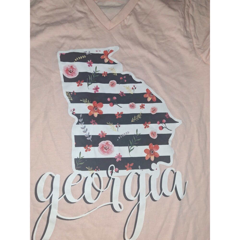 Calamity Jane's Apparel Pink V Neck Georgia Tee Shirt